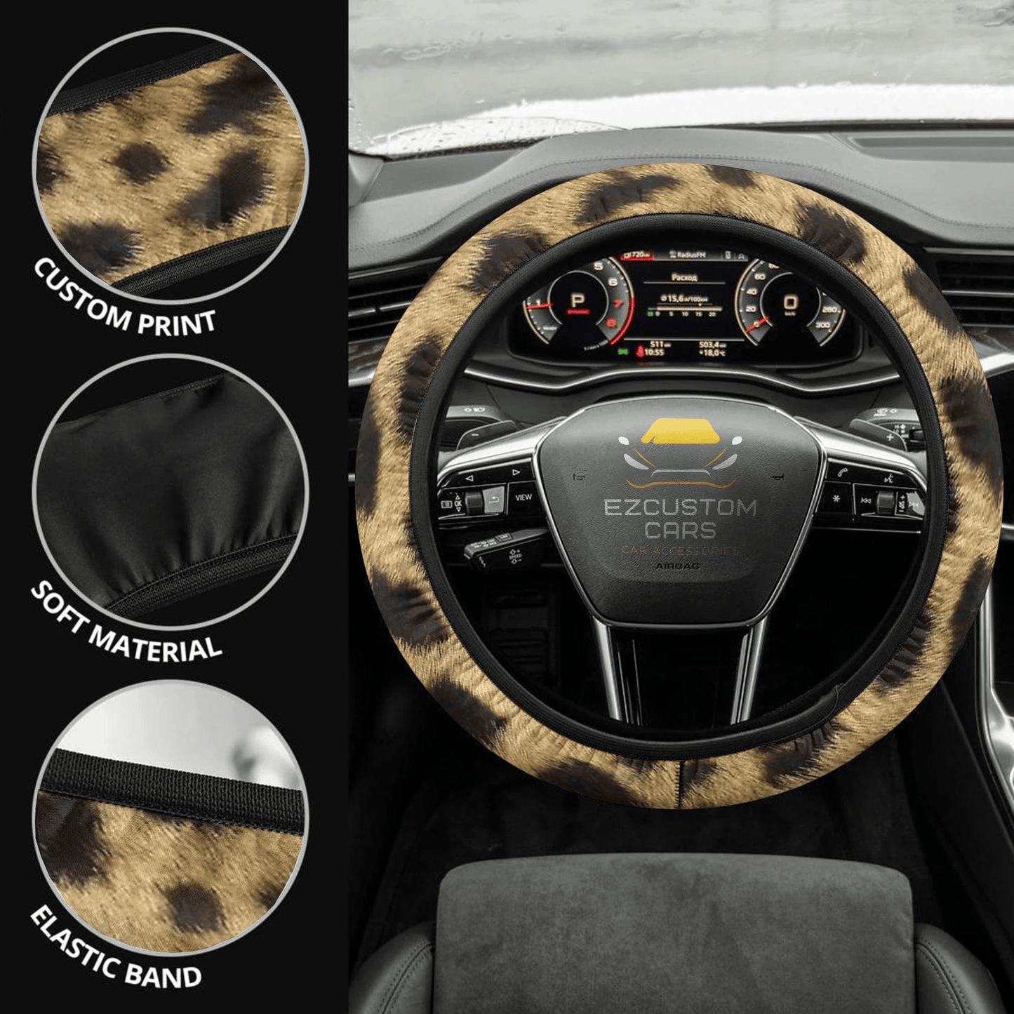 Skin Cheetah Anime Steering Wheel Cover Custom Cheetah Car Accessories