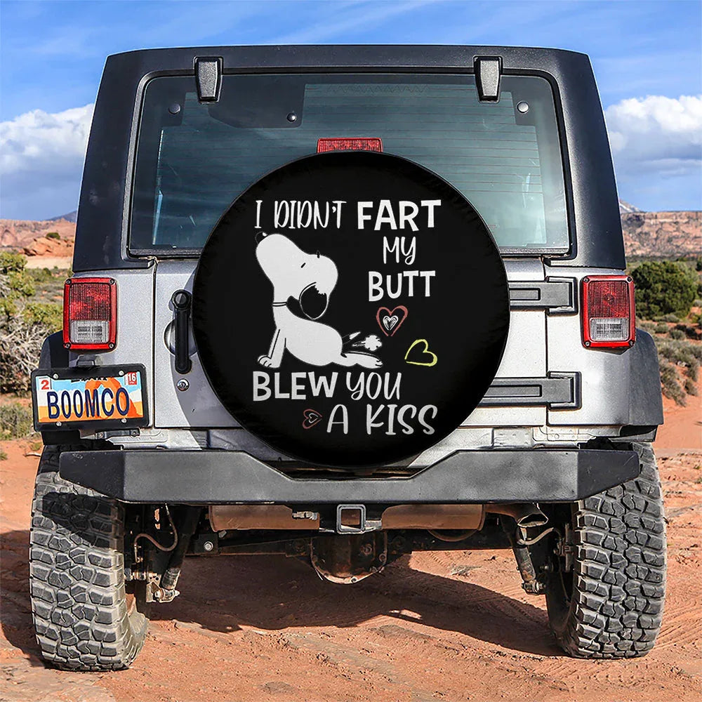 Snoopy Fart Butt Blew You A Kiss Funny Jeep Car Leather Spare Tire Cover - PersonalizedFury