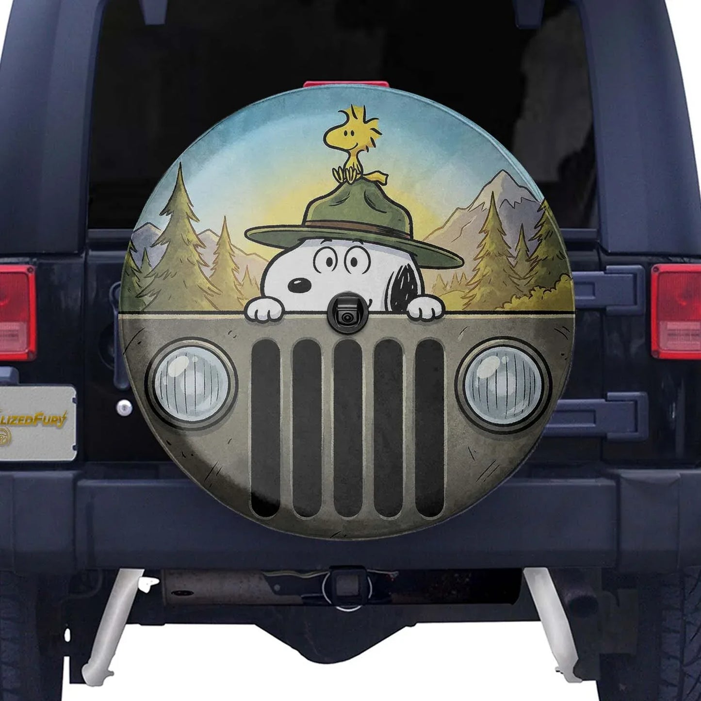 Snoopy Jeep Wheel Cover Leather Spare Tire Cover - Off-Road Accessories - PersonalizedFury