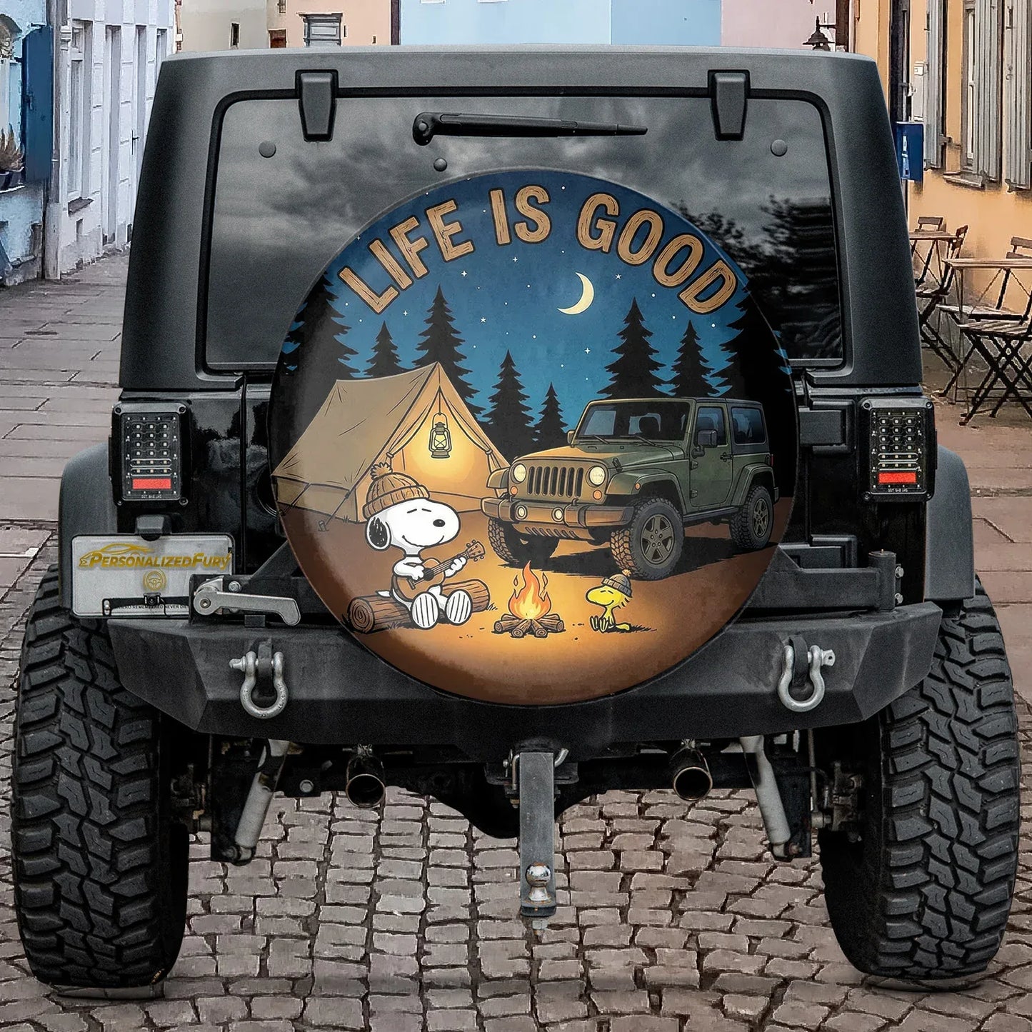 Snoopy Leather Spare Tire Cover – Life Is Good Jeep Accessories - PersonalizedFury