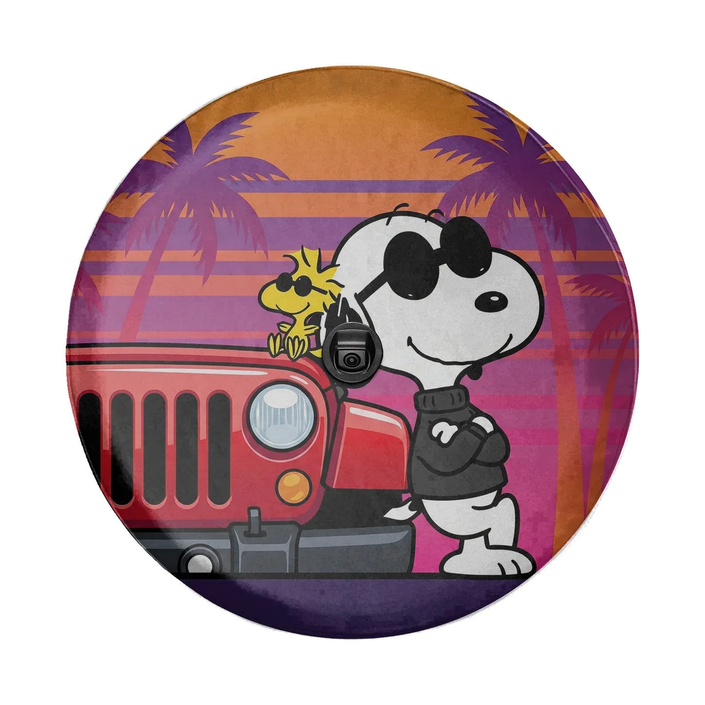Snoopy Leather Spare Tire Cover for Jeep Wrangler - PersonalizedFury