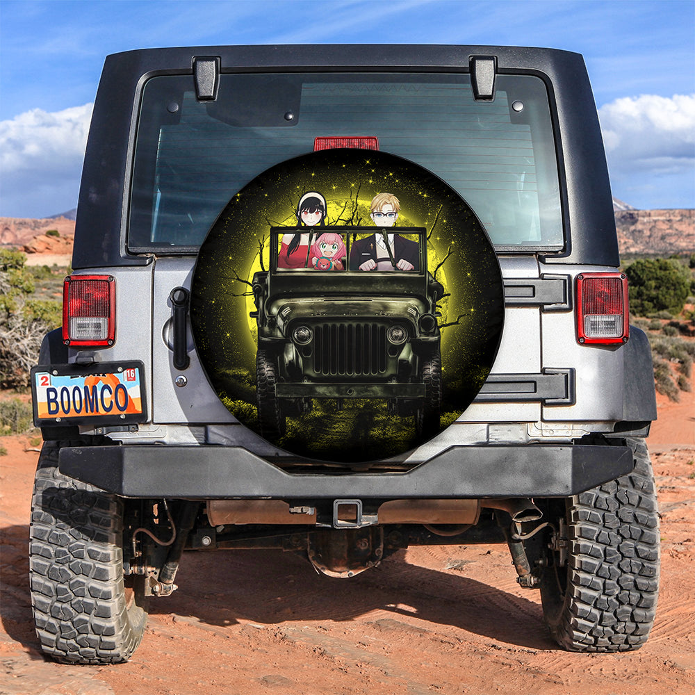 Spy X Family Yor Anya Ride Jeep Moonlight Halloween Funny Car Spare Tire Cover