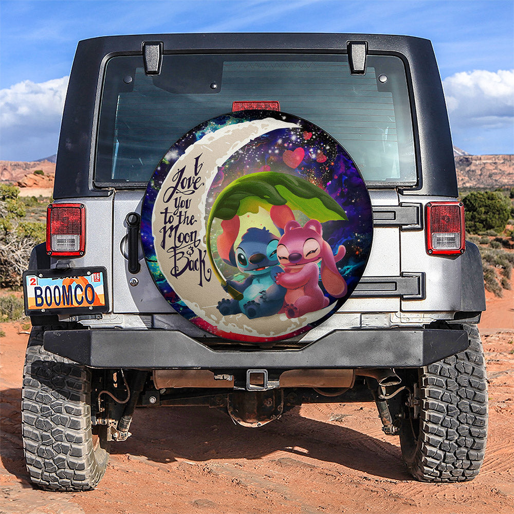 Stitch Angel Love You To The Moon Galaxy Car Spare Tire Cover