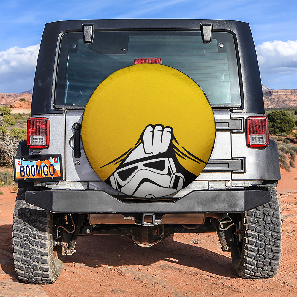 Stormtrooper Peek A Boo Funny Yellow Jeep Car Spare Tire Cover