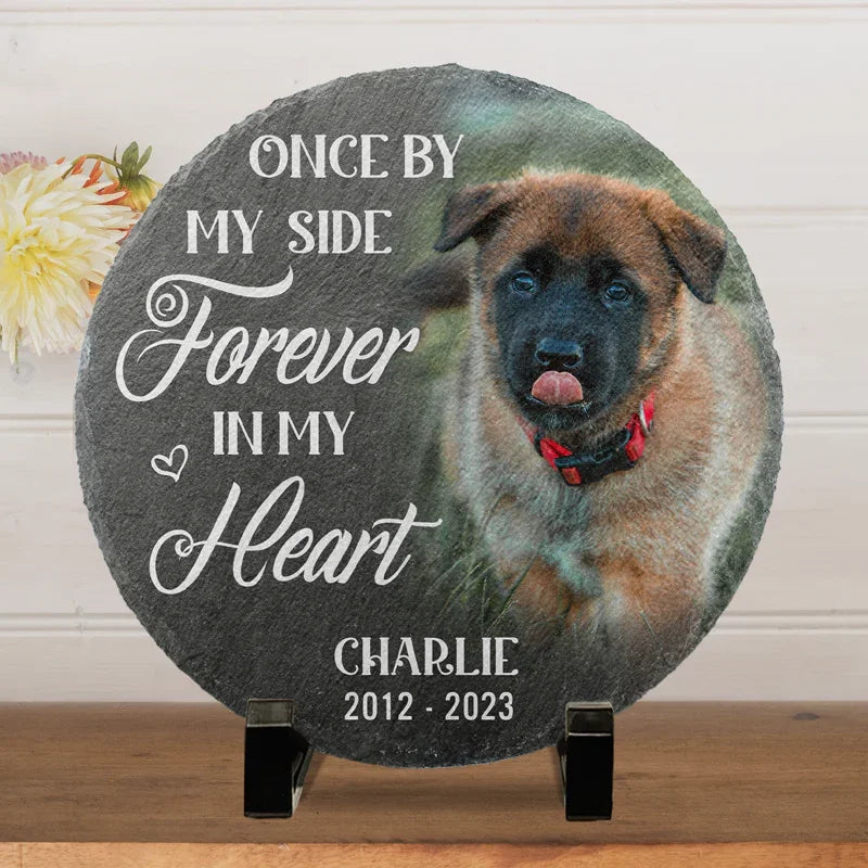 Custom Photo Once By My Side Forever In My Heart - Memorial Personalized Custom Memorial Stone - Sympathy Gift For Pet Owners, Pet Lovers