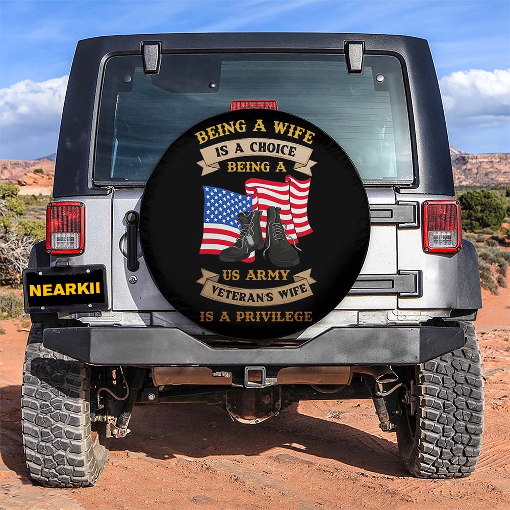 US Army Veterans Wife Car Spare Tire Cover