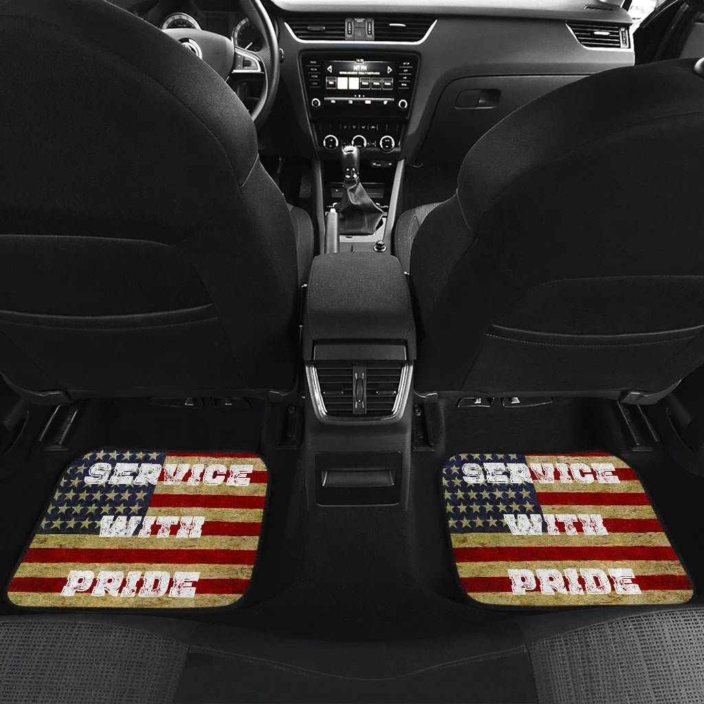 US Independence Day Eagle Service With Pride US Flag Custom Car Floor Mats Car Accessories