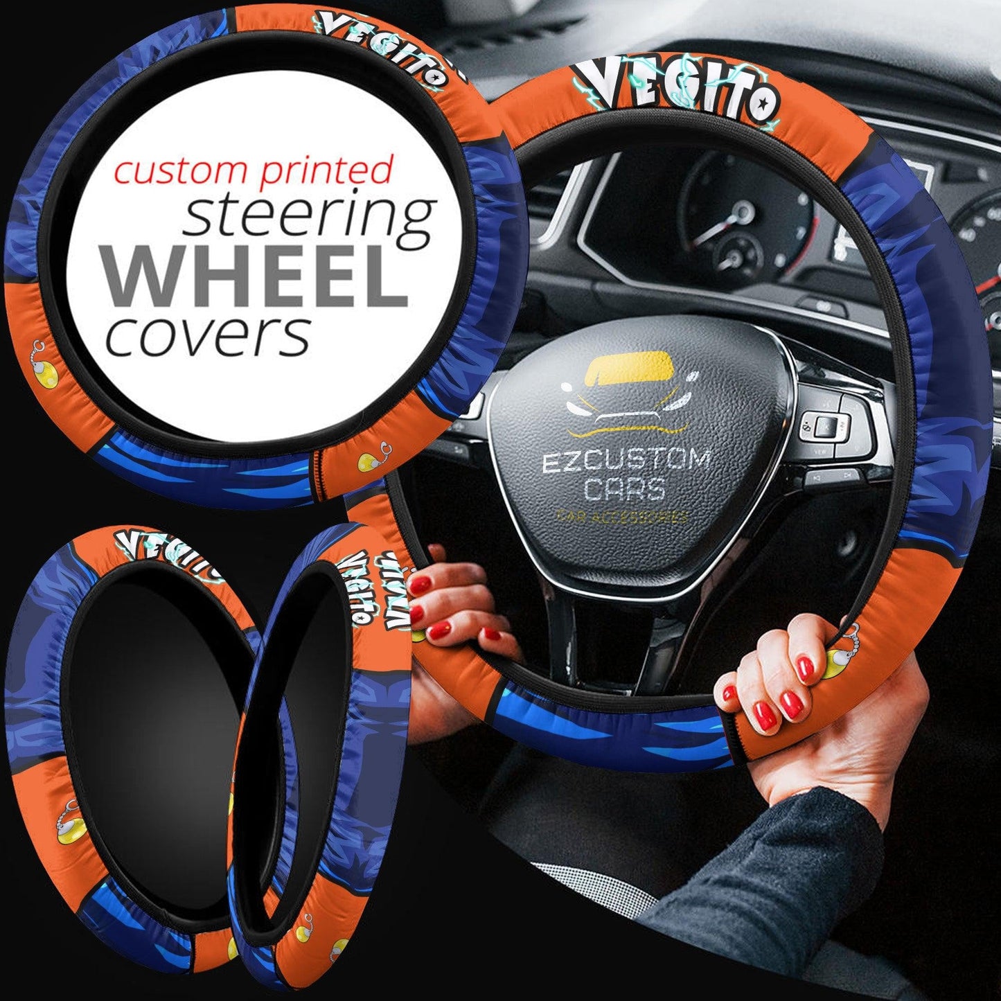 Vegito Dragon Ball Anime Steering Wheel Cover Custom Anime Car Accessories