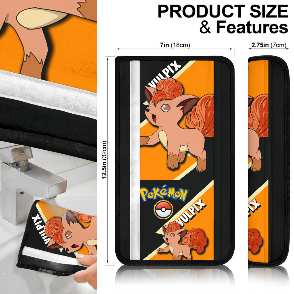 Vulpix car seat belt covers Anime Custom Car Accessories