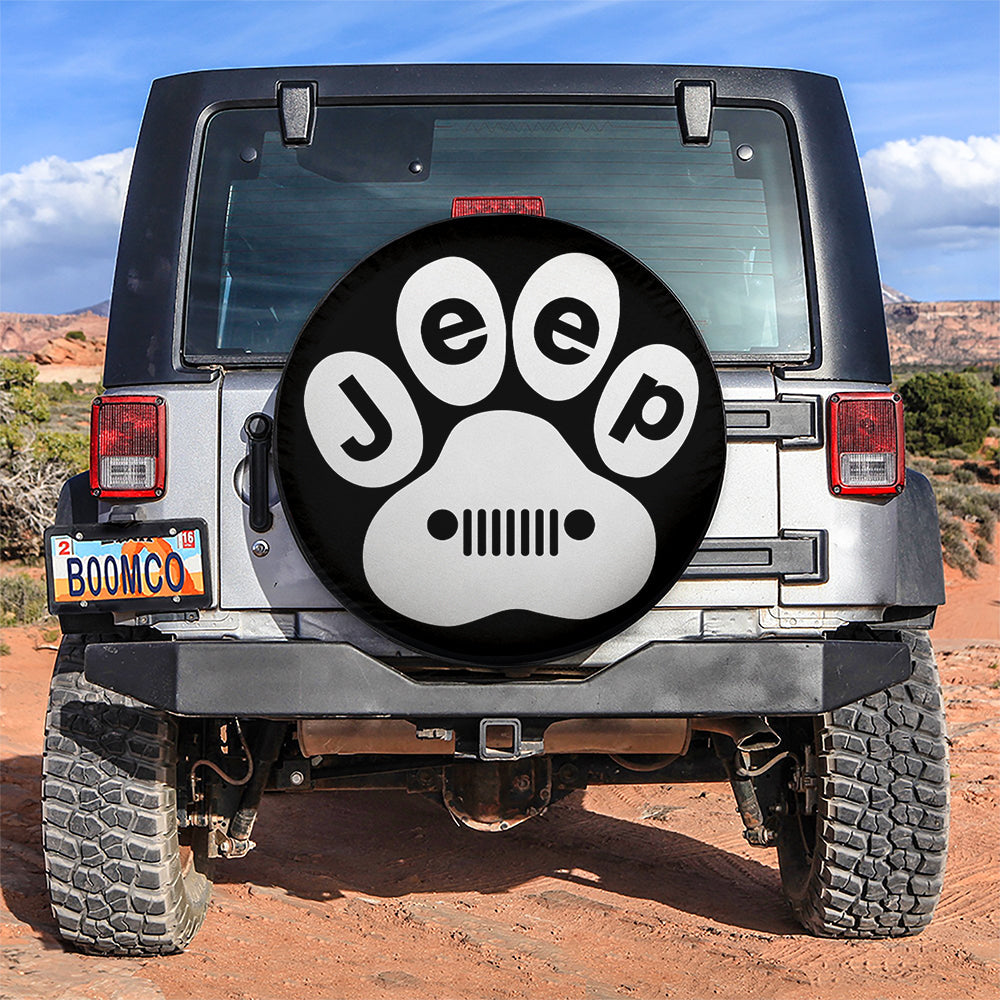 White Jeep Paw Car Spare Tire Cover