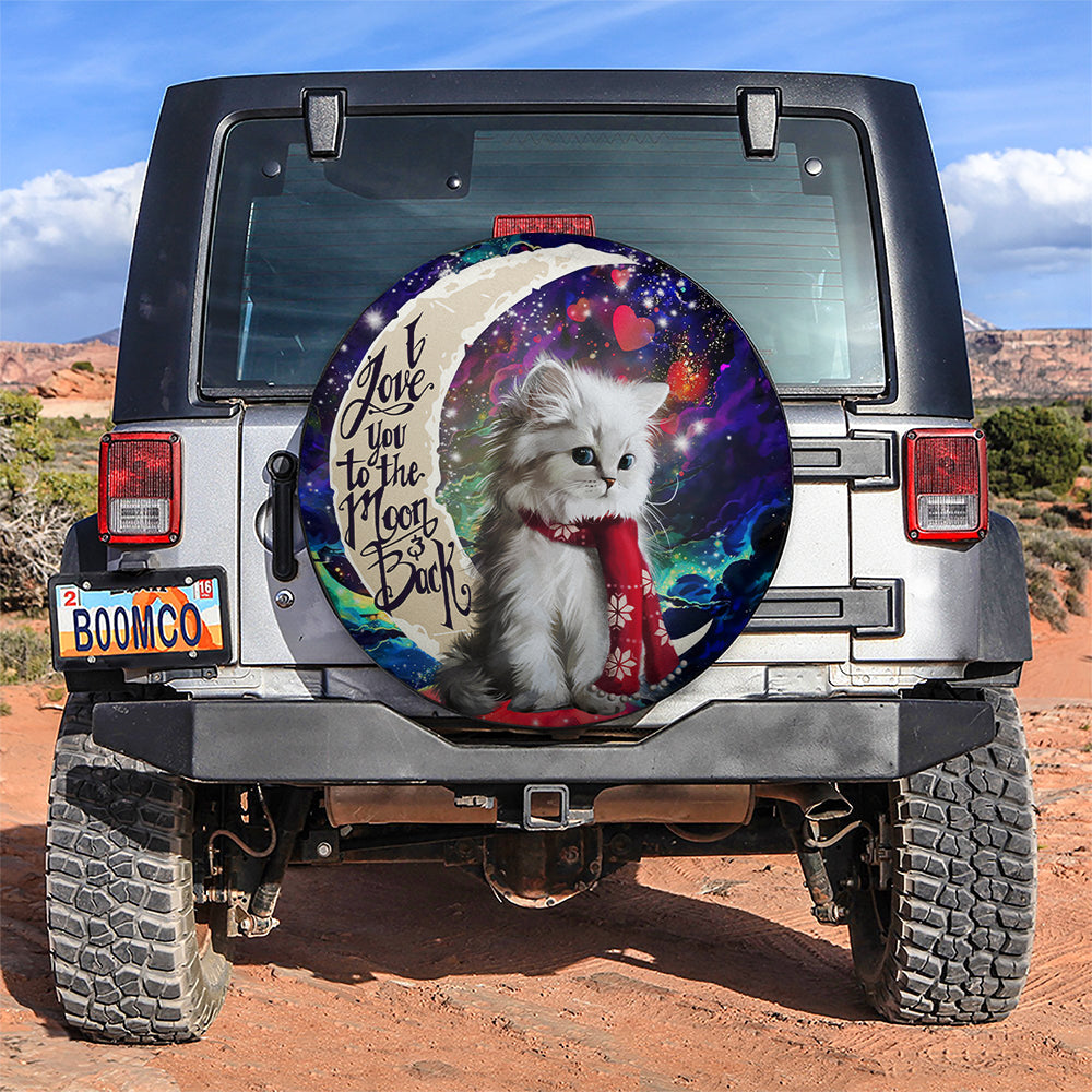 White Kitten Love You To The Moon Galaxy Car Spare Tire Cover