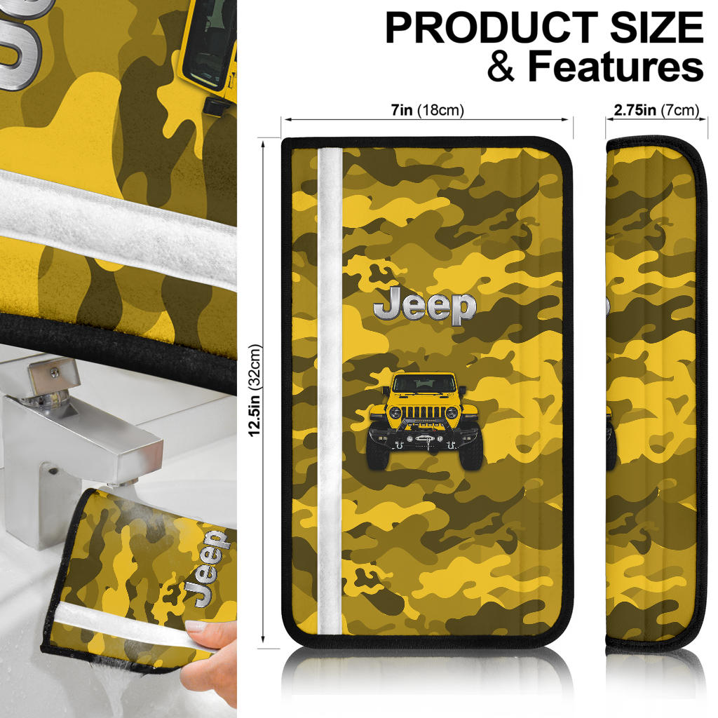 Yellow Jeep Camouflage Car Seat Belt Cover Custom Car Accessories