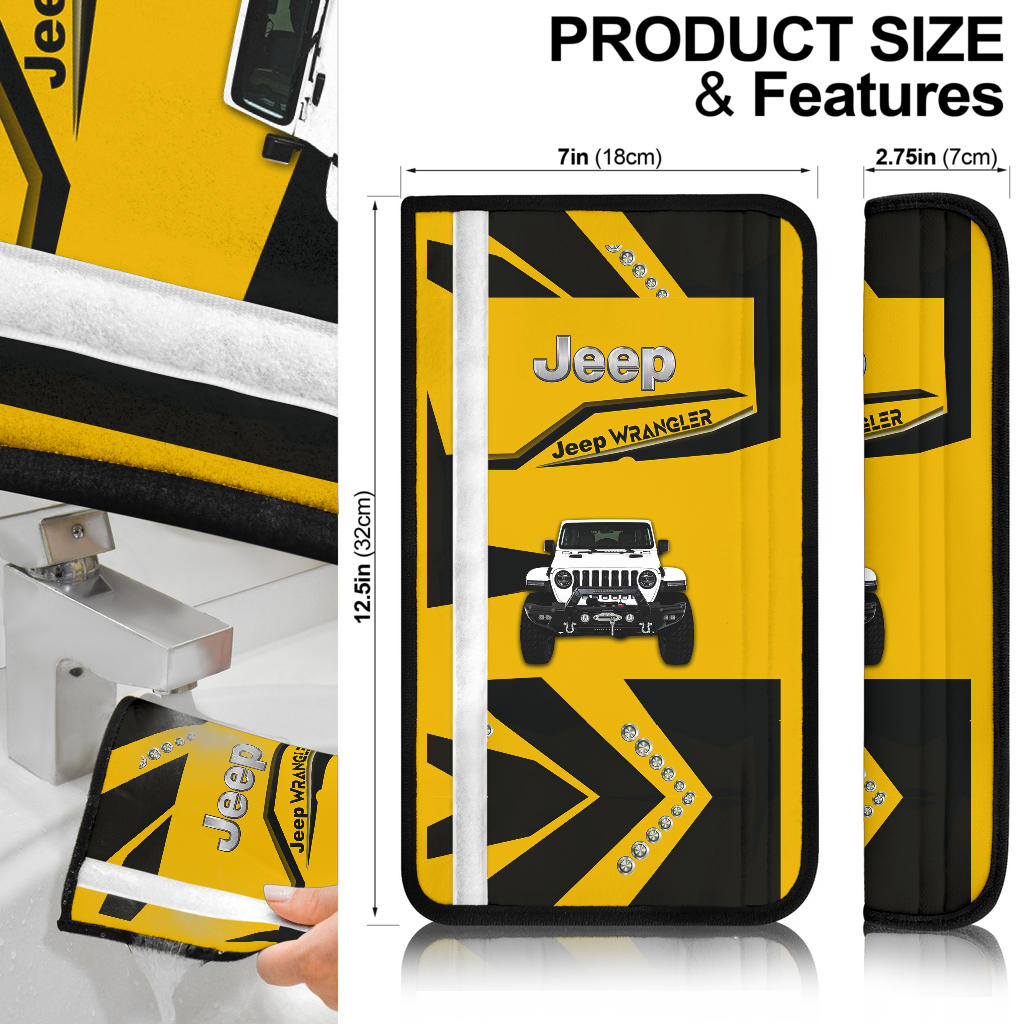 Yellow White Jeep Car Seat Belt Cover Custom Car Accessories
