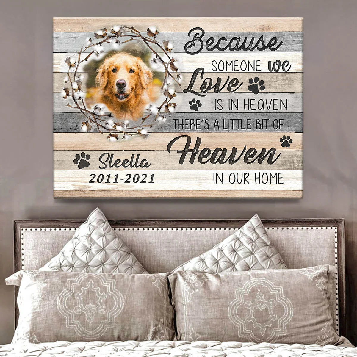 Because Someone We Love Pet Memorial Canvas – Custom Photo & Name