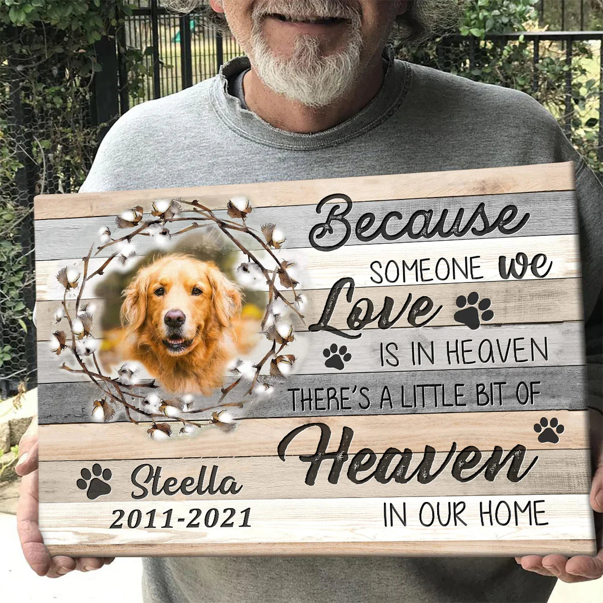 Because Someone We Love Pet Memorial Canvas – Custom Photo & Name