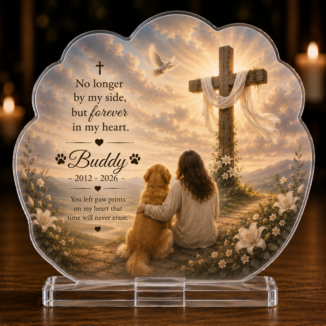 Christian Dog Memorial Gift for Loss of Dog Cross and Companion Acrylic Plaque
