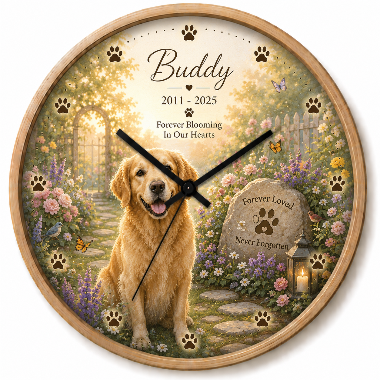 Garden Memorial dog memorial wall clock