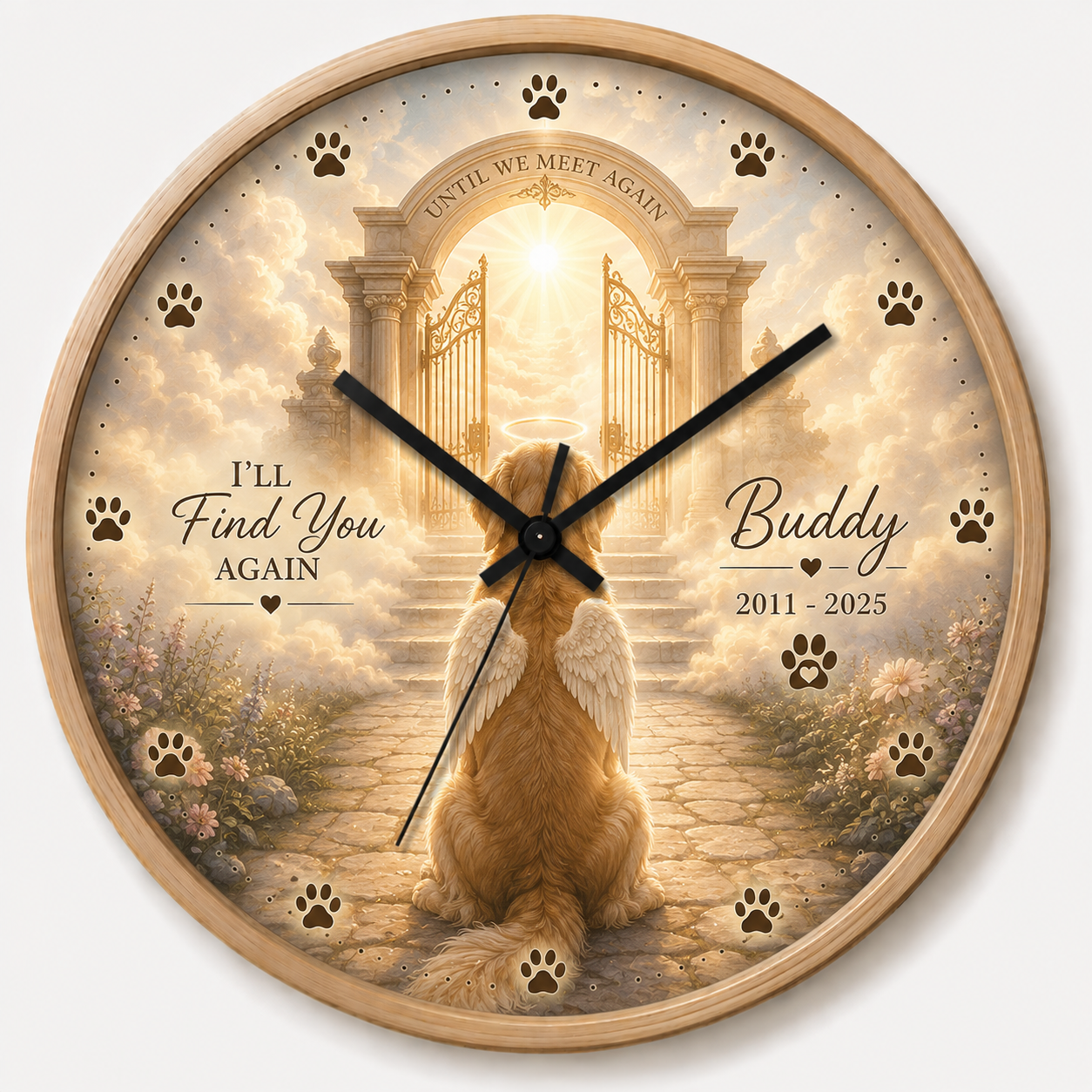 Heaven Gate dog memorial wall clock