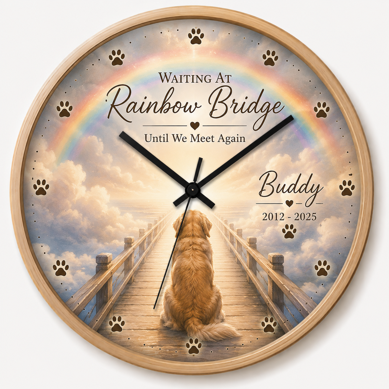 Rainbow Bridge dog memorial wall clock