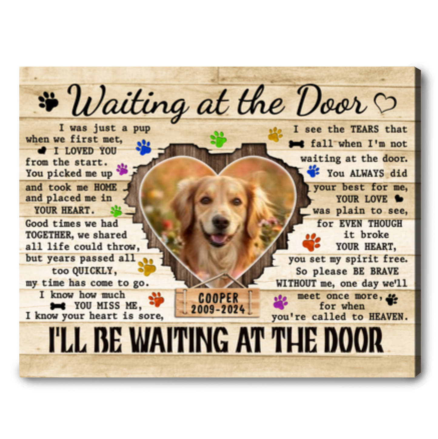 Pet Memorial Canvas – Waiting at the Door, Custom Photo Gift