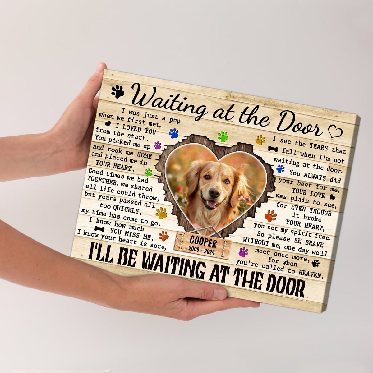 Pet Memorial Canvas – Waiting at the Door, Custom Photo Gift