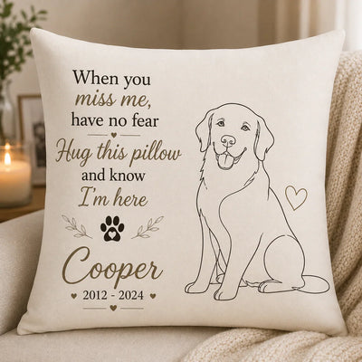 Personalized Pet Memorial Pillow – Minimal Line Art Dog Loss Gift, Name & Year Pillow