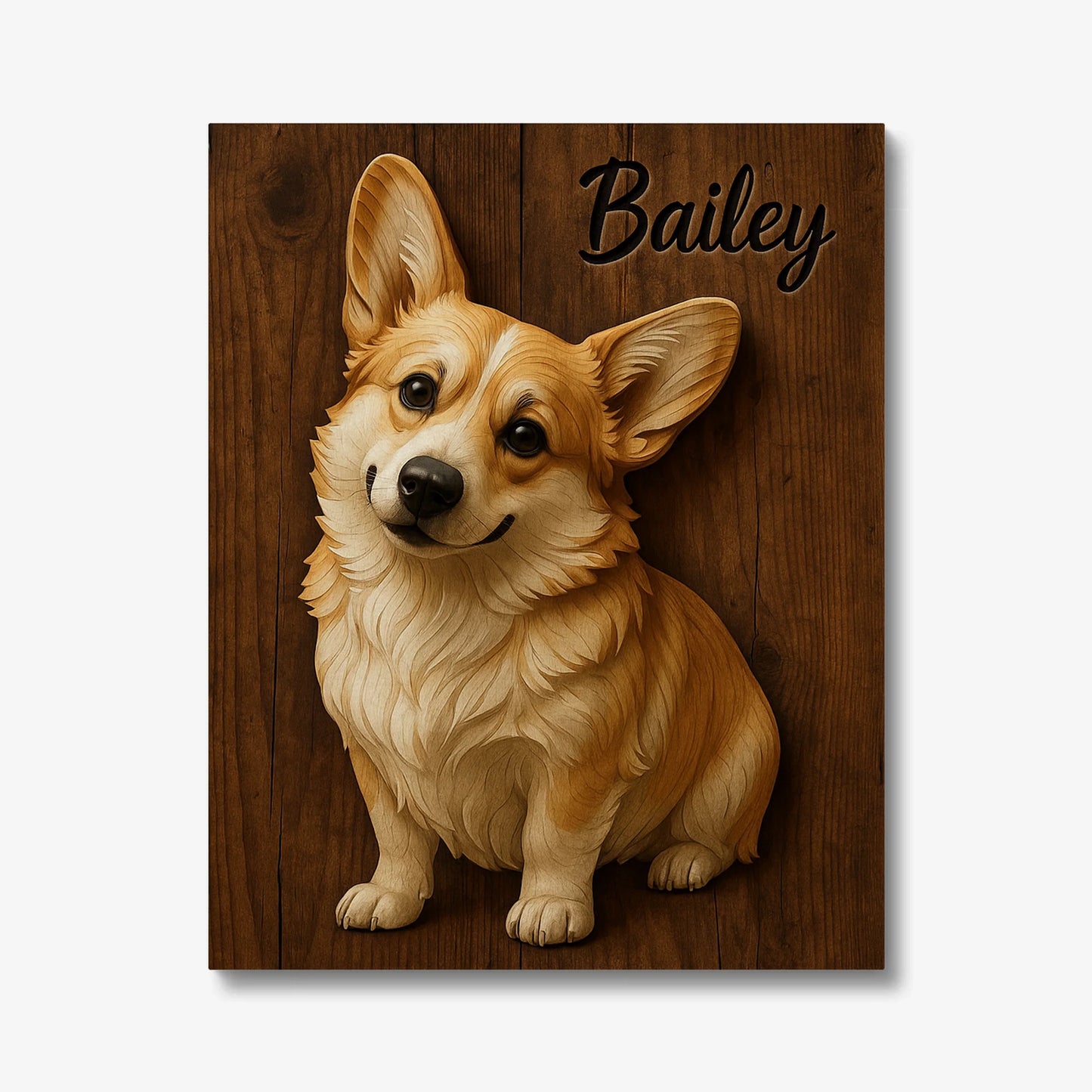 Personalized 3D Corgi Canvas Print – Custom Dog Portrait Home Wall Art