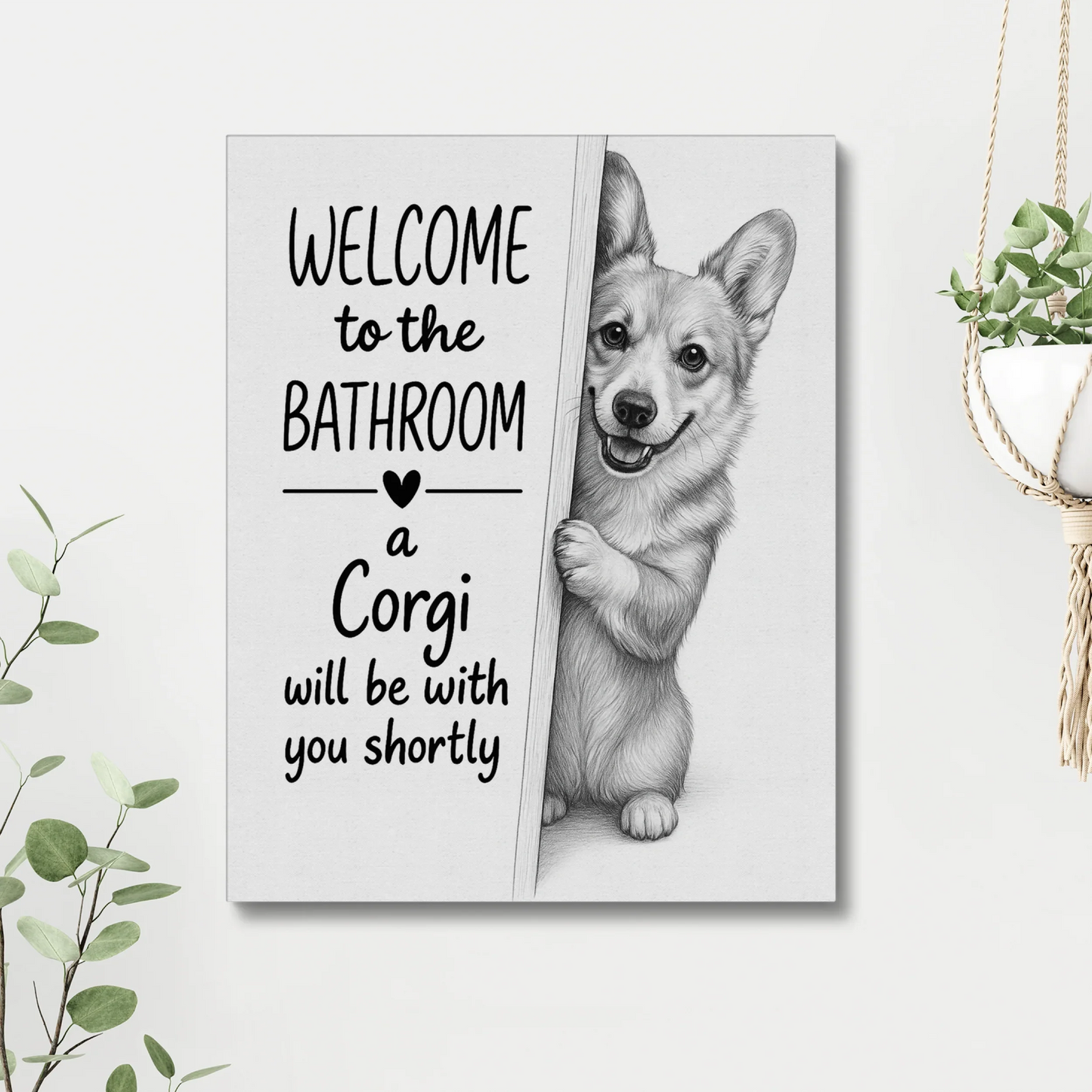 Funny Corgi Bathroom Wall Art – Corgi Poster & Toilet Decor Gift