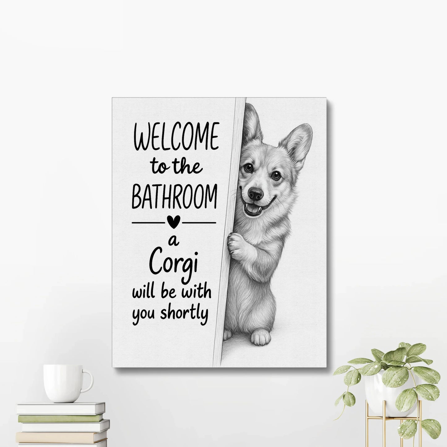 Funny Corgi Bathroom Wall Art – Corgi Poster & Toilet Decor Gift