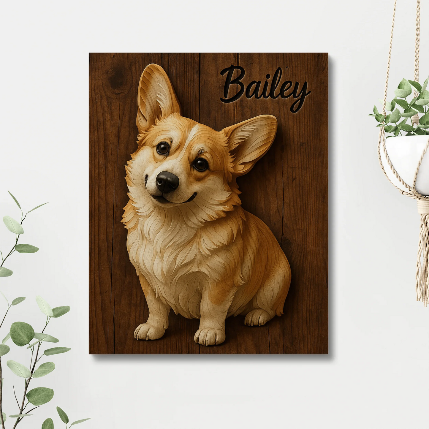 Personalized 3D Corgi Canvas Print – Custom Dog Portrait Home Wall Art