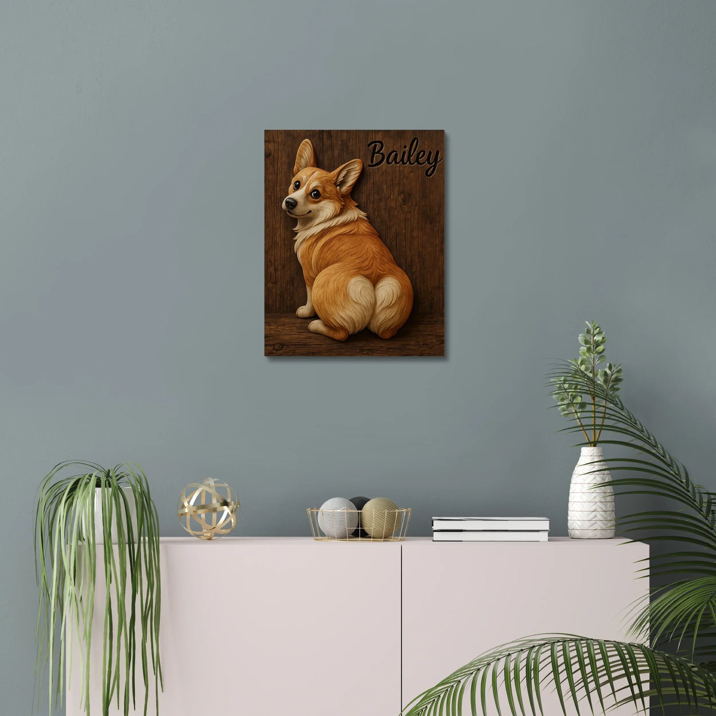 Personalized 3D Corgi Canvas Print – Custom Pet Portrait Wall Art Gift