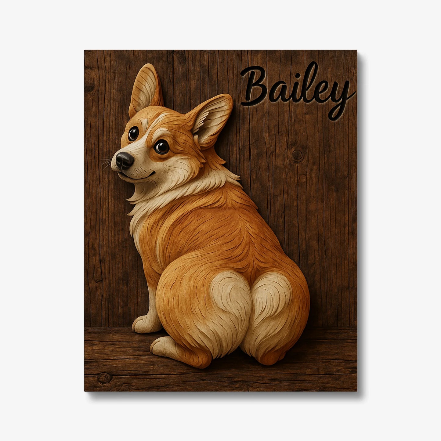 Personalized 3D Corgi Canvas Print – Custom Pet Portrait Wall Art Gift