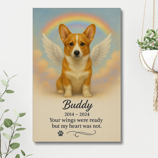 Dog Memorial Canvas – Your Wings Were Ready But My Heart Was Not - PersonalizedFury