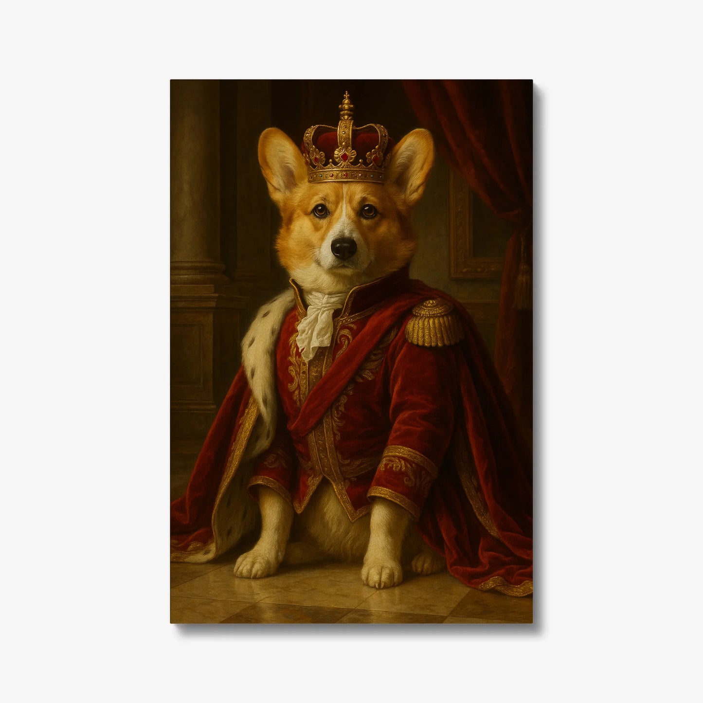 Corgi Royal Portrait Canvas – Funny Dog Wall Art Gift