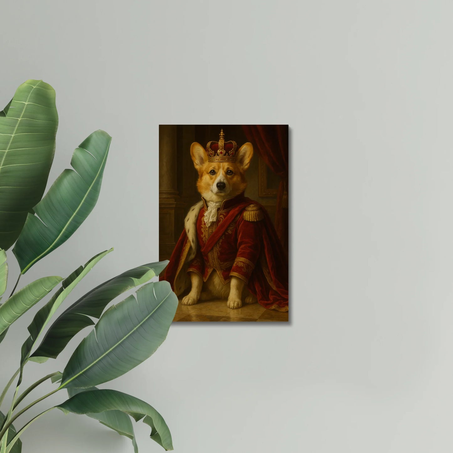 Corgi Royal Portrait Canvas – Funny Dog Wall Art Gift
