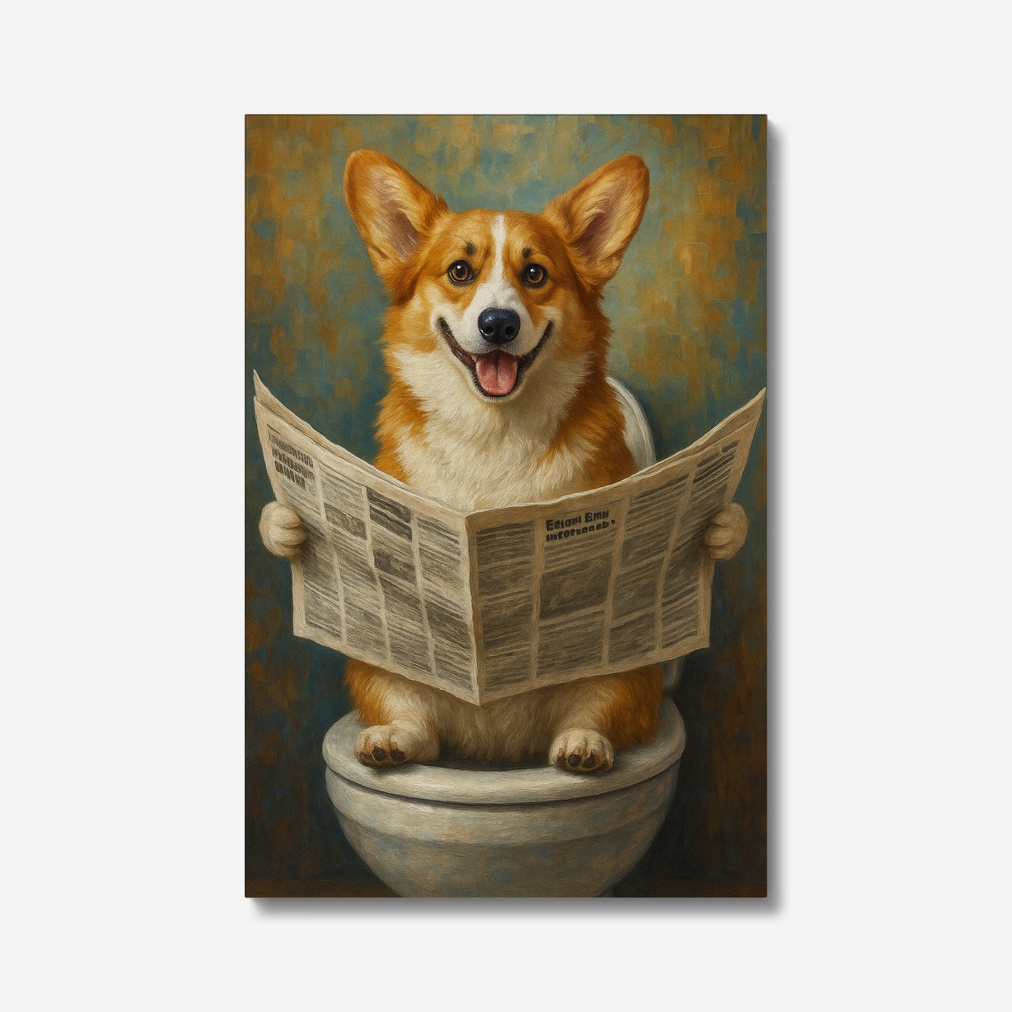 Funny Corgi Bathroom Canvas Wall Art Decor