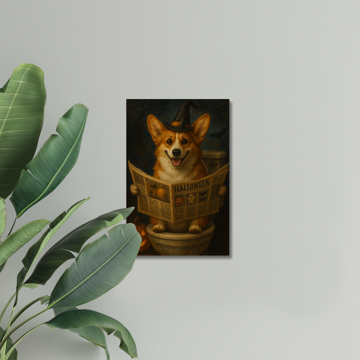 Funny Halloween Corgi Canvas Wall Art Decor