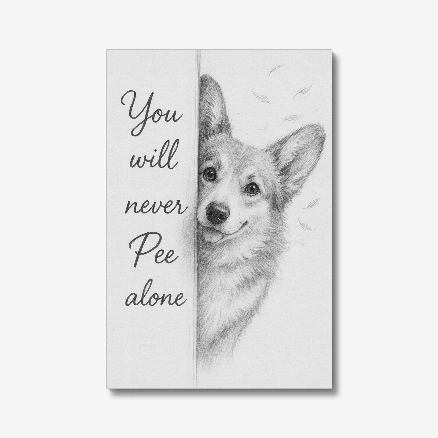 Corgi Bathroom Wall Art – Cute Pencil Drawing Funny Corgi Canvas