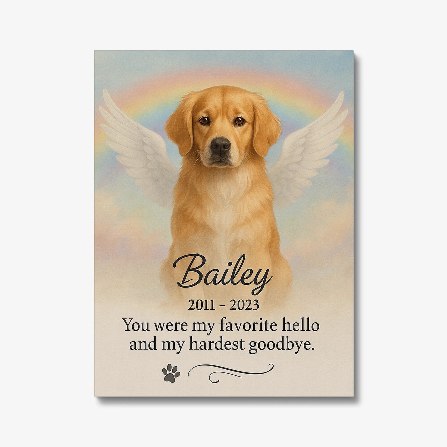 Angel Dog Memorial – Rainbow Bridge Canvas for Pet Loss Gift