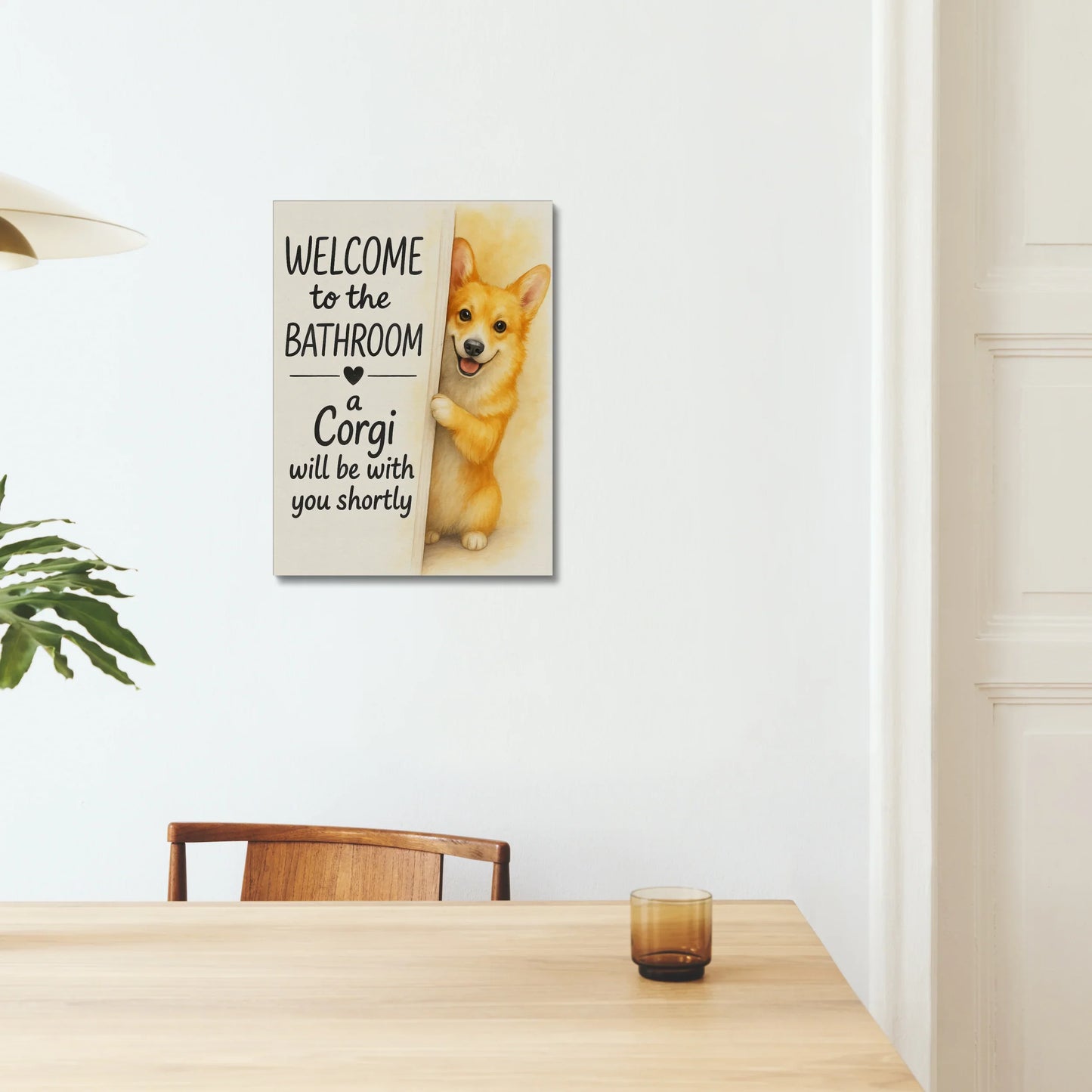 Funny Corgi Bathroom Wall Art – Cute Corgi Lover Canvas Decor
