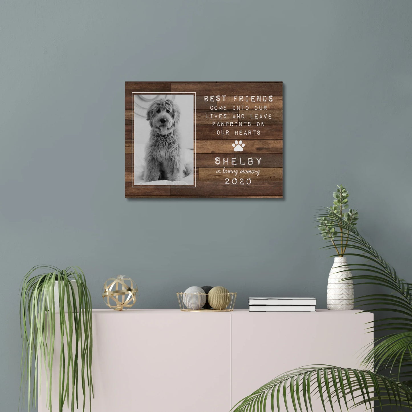 Gift for Dog Loss – Best Friends Leave Pawprints Custom Canvas