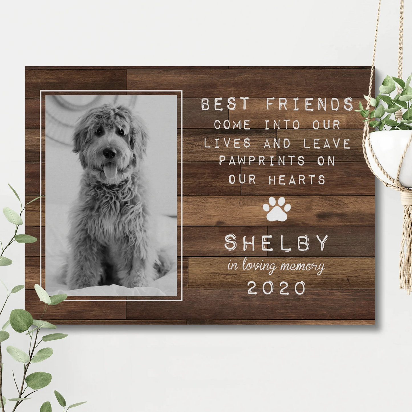 Gift for Dog Loss – Best Friends Leave Pawprints Custom Canvas