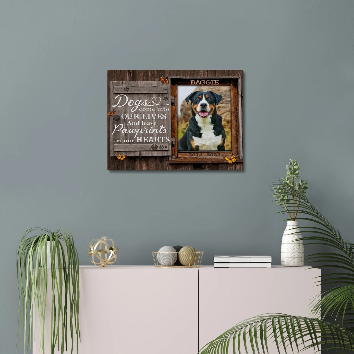 Dog Memorial Gift – Pawprints on Our Hearts Personalized Photo Canvas