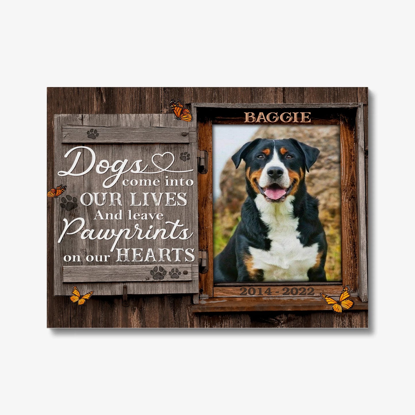 Dog Memorial Gift – Pawprints on Our Hearts Personalized Photo Canvas