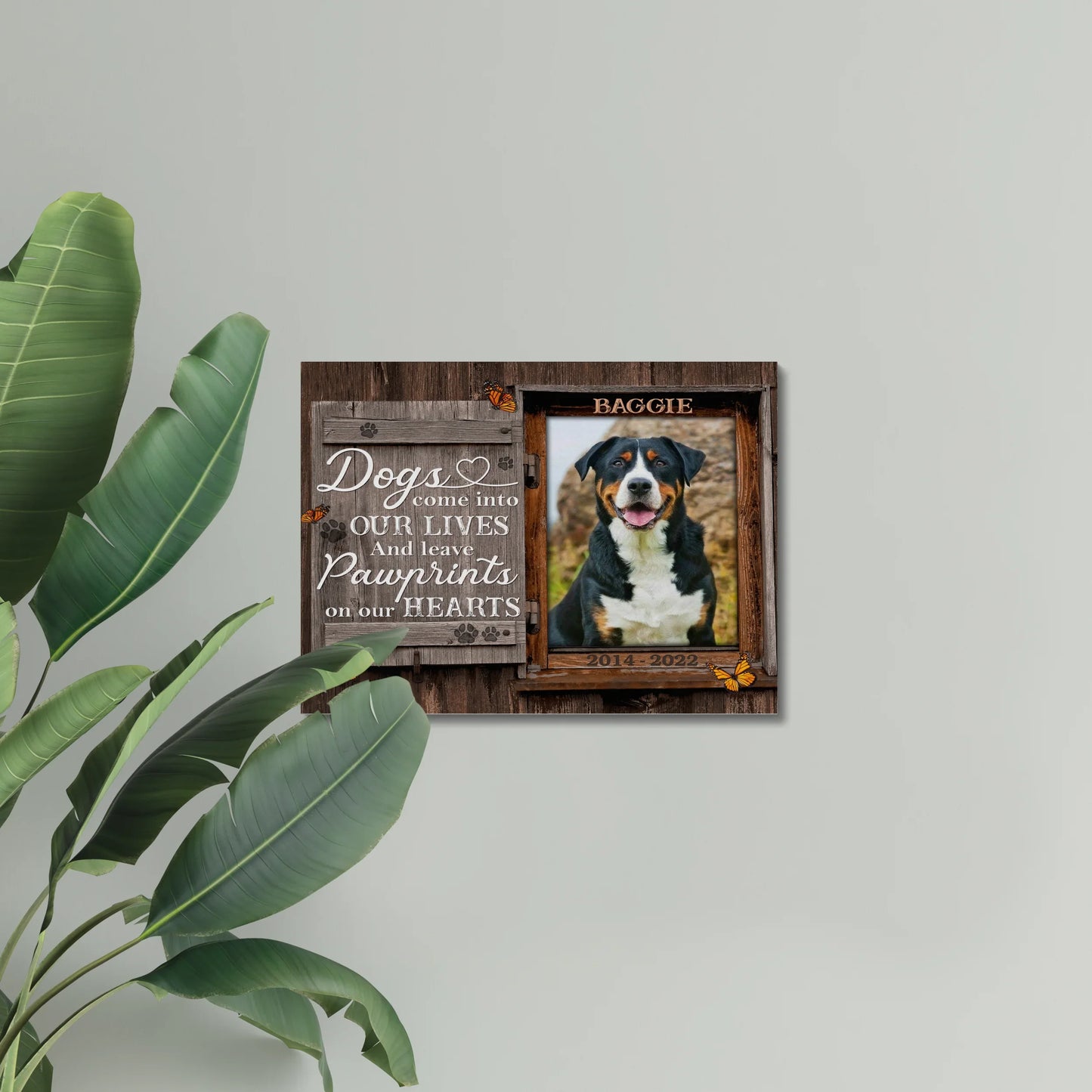 Dog Memorial Gift – Pawprints on Our Hearts Personalized Photo Canvas