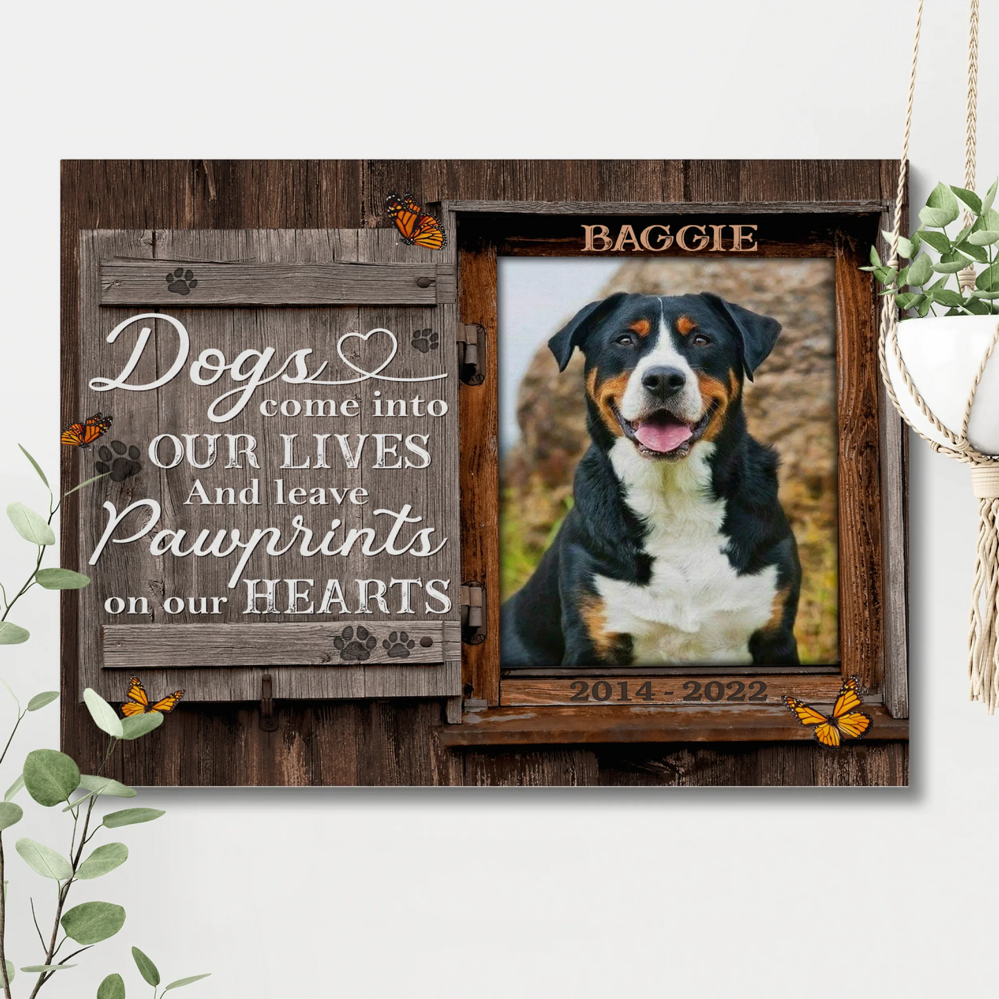 Dog Memorial Gift – Pawprints on Our Hearts Personalized Photo Canvas