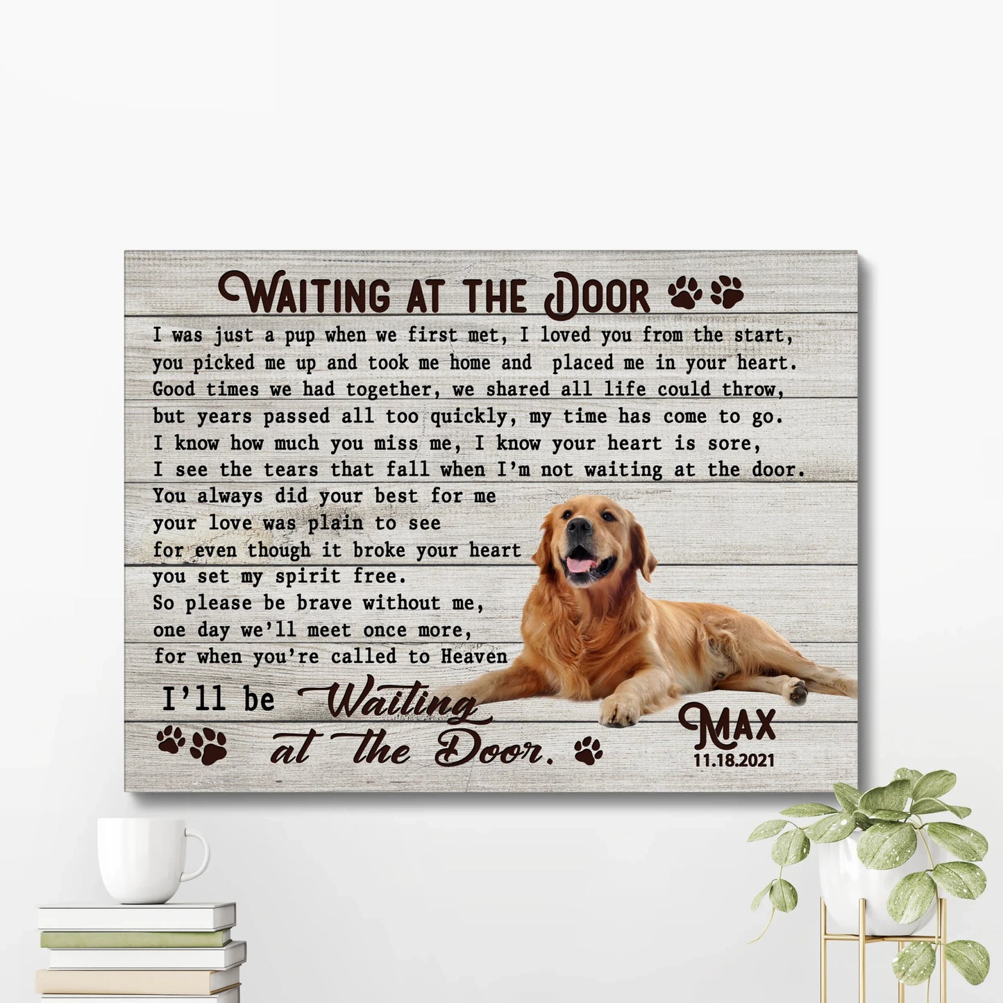 Dog Memorial Gift – Waiting at the Door Poem Custom Canvas