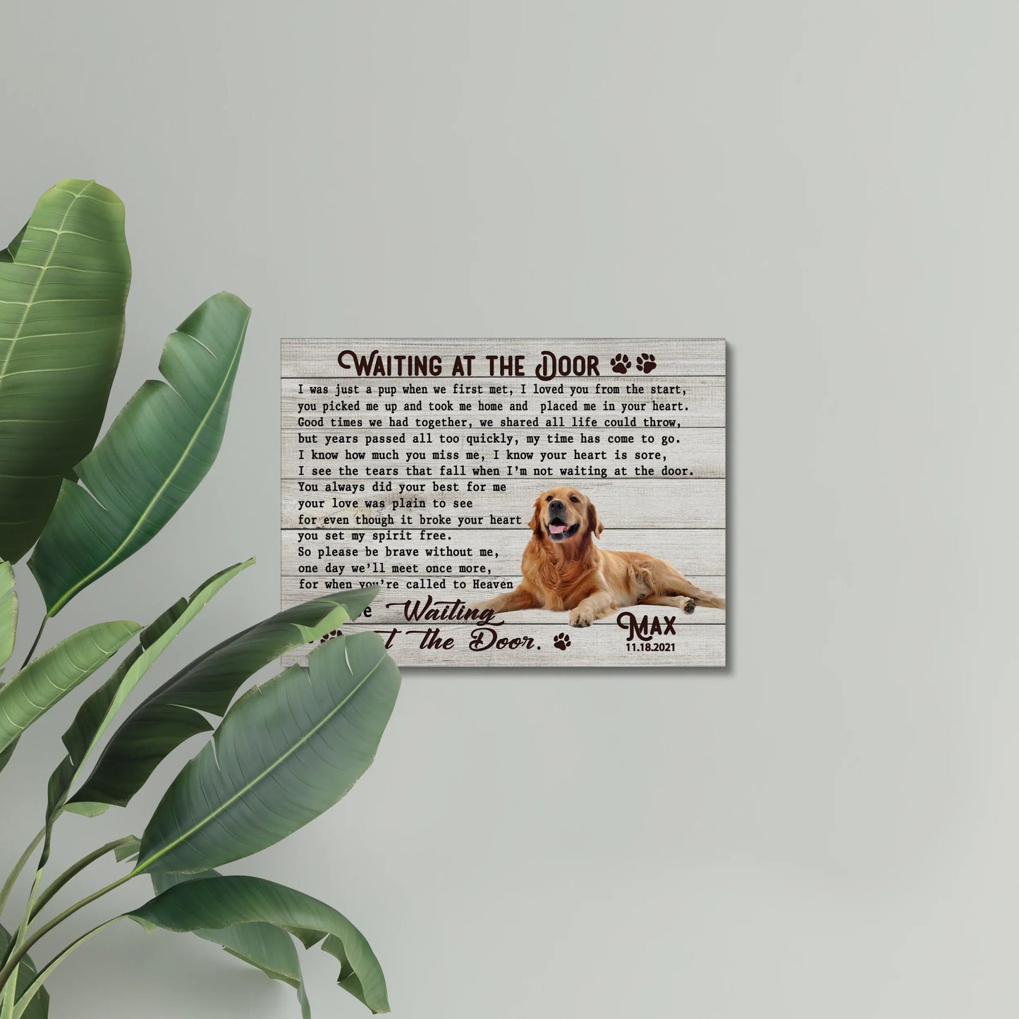 Dog Memorial Gift – Waiting at the Door Poem Custom Canvas