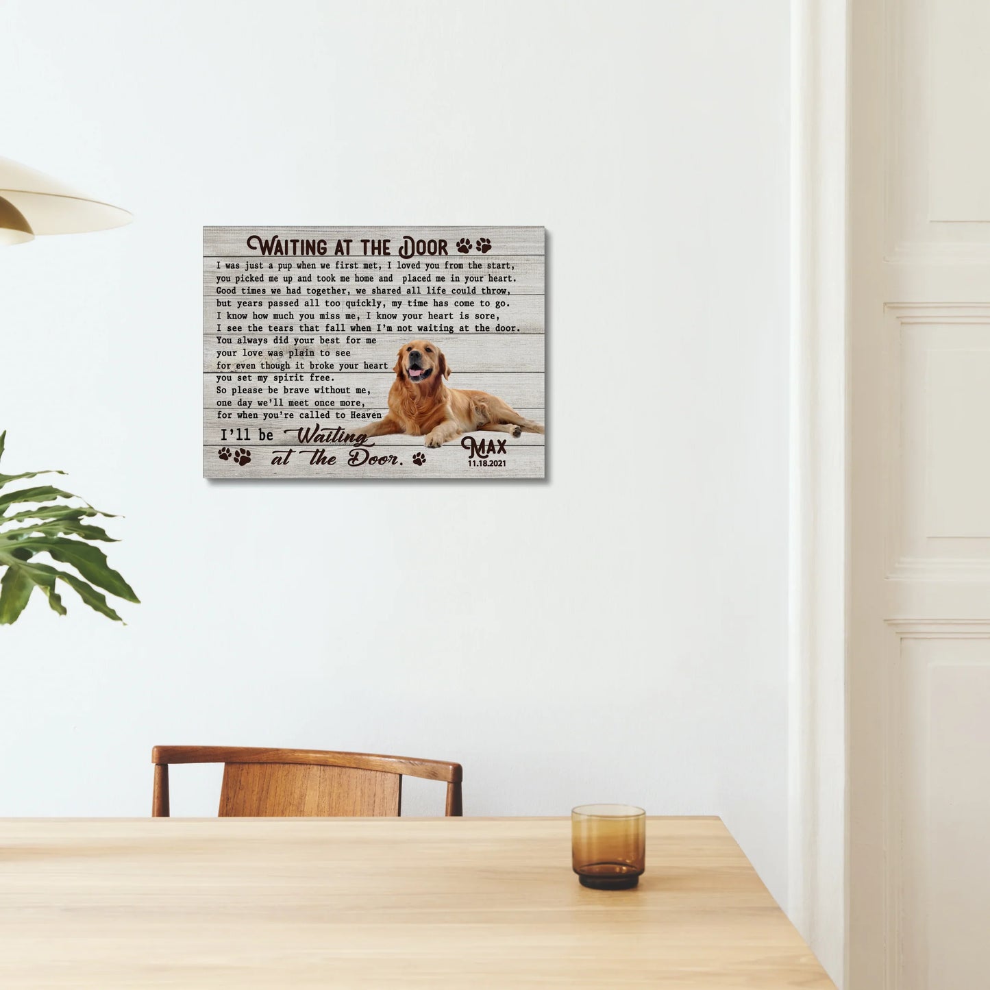 Dog Memorial Gift – Waiting at the Door Poem Custom Canvas