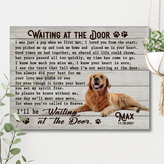 Dog Memorial Gift – Waiting at the Door Poem Custom Canvas - PersonalizedFury